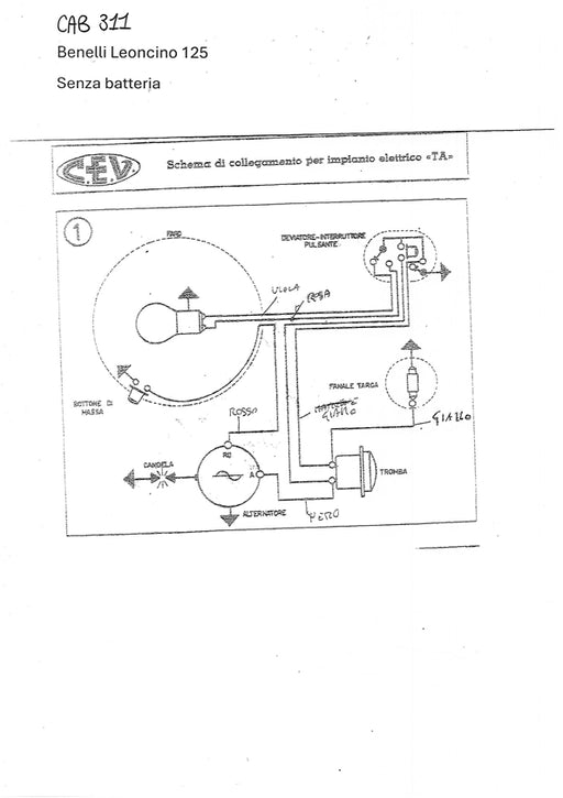 IMPIANTO ELETTRICO MOTO BENELLI LEONCINO 125 SENZA BATTERIA | MotoRo Motorparts